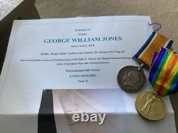 WW1 Medal Pair KIA Jones 8th Royal Welsh Fus Alva Clackmannanshire Scotland