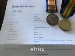 WW1 Medal Pair KIA Jones 8th Royal Welsh Fus Alva Clackmannanshire Scotland