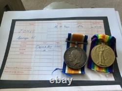 WW1 Medal Pair KIA Jones 8th Royal Welsh Fus Alva Clackmannanshire Scotland