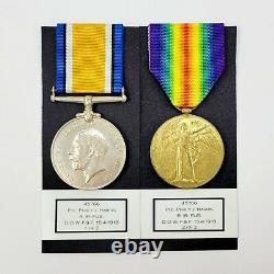 WW1 Medal Pair to 45766 Pte. Percy J. Harris Royal Irish Fusiliers D. O. W. F&F