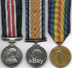 WW1 Military Medal Trio to Sapper R. HODGKINSON West Lancs Royal Engineers T. F