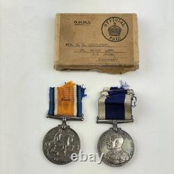 WW1 Royal Naval Long Service Medal Pair Stoker Petty Officer Stapleton HMS Mars