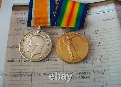 WW1 War and Victory Pair Medals Stanley King Railways Royal Engineers