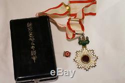 WW2 Imperial Japanese Order Rising Sun 3rd Class Cased Neck Award Medal