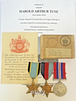 WW2 Royal Air Force Casualty Medal Group Air Crew Europe Star Tune Bath Somerset
