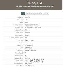 WW2 Royal Air Force Casualty Medal Group Air Crew Europe Star Tune Bath Somerset