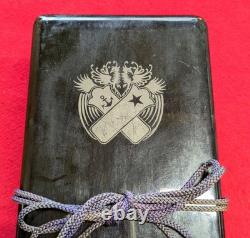 WWII Imperial Japanese Army Navy Relief Association Lacquer Medal Storage Box