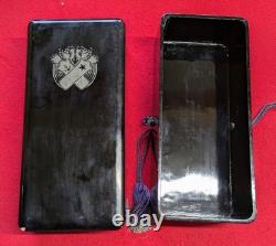 WWII Imperial Japanese Army Navy Relief Association Lacquer Medal Storage Box