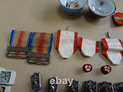 WWII japanese imperial rising china red rising etc medal set ARMY NAVY BADGE