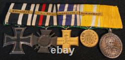 WWI Imperial German Bavarian 5 Medal Bar EK2 14th Inf. Regt. Hartmann, Campaigns