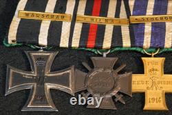 WWI Imperial German Bavarian 5 Medal Bar EK2 14th Inf. Regt. Hartmann, Campaigns
