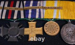 WWI Imperial German Bavarian 5 Medal Bar EK2 14th Inf. Regt. Hartmann, Campaigns