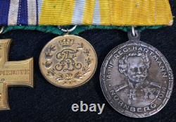 WWI Imperial German Bavarian 5 Medal Bar EK2 14th Inf. Regt. Hartmann, Campaigns