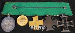 WWI Imperial German Bavarian 5 Medal Bar EK2 14th Inf. Regt. Hartmann, Campaigns