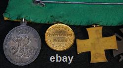 WWI Imperial German Bavarian 5 Medal Bar EK2 14th Inf. Regt. Hartmann, Campaigns