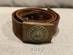 WWI Imperial German Prussian Enlisted Belt and Buckle Gott Mit Uns Brass Leather