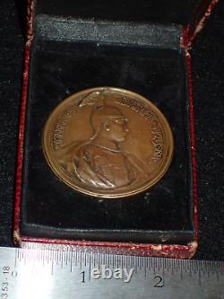 WWI Imperial German Prussian Kaiser Wilhelm II Cased Nonportable Bronze Medal VR