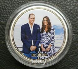 William & Kate 2014 Royal Tour 2oz SILVER Hallmarked NumisProof Colour Medallion