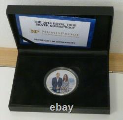 William & Kate 2014 Royal Tour 2oz SILVER Hallmarked NumisProof Colour Medallion