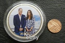 William & Kate 2014 Royal Tour 2oz SILVER Hallmarked NumisProof Colour Medallion