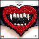 Women belt big large faux leather embroidered heart vampire mouth beads sequins