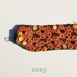 Women belt faux leather italian fashion luxury royal crochet embroidered orange