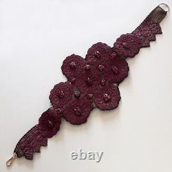Women belt faux leather italian fashion luxury royal macrame embroidered flowers