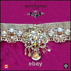 Women belt italian brand rhinestone royal crystals golden beads designer sequins