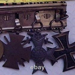 Ww1 Imperial German 6 Piece Medal Bar. All Original, Ribbons Do Not Glow