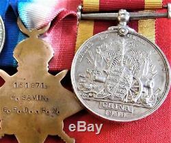 Ww1 Royal Navy Medal Group Chief Petty Officer Savin & China Service & Research