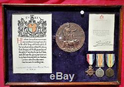 Ww1 Royal Navy Officer's Died Illness Medal Plaque & Scroll Group Charles Wood
