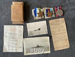 Ww2 Royal Navy Medal Grouping X 3 Box, Cert, Photo Destroyers, Atlantic Star Etc