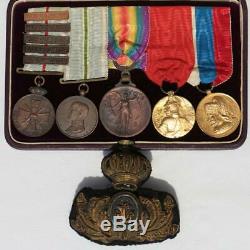 Wwi Balkan Wars Greece Montenegro Serbia Medal Bar Case Greek Royal Navy Officer