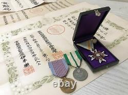 Y3230 KUNSHO Diploma Medal set Imperial Japanese Army military decoration